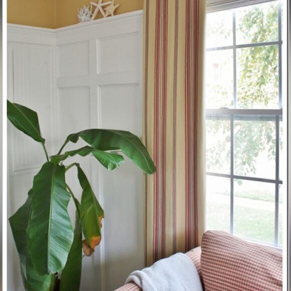Pottery Barn Stripe Montgomery Drapes Curtains Herringbone Cotton Golden Tan - Picture 2 of 15